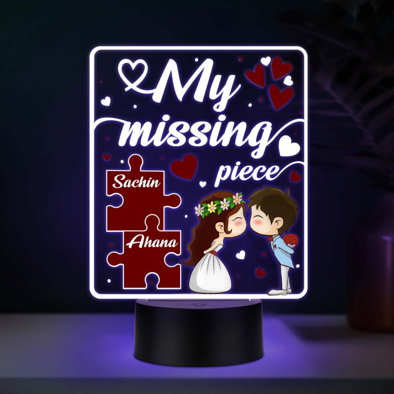Personalized Couples UV Print Multicolor 3D LED Night Light My Missing Piece Romantic Lamp